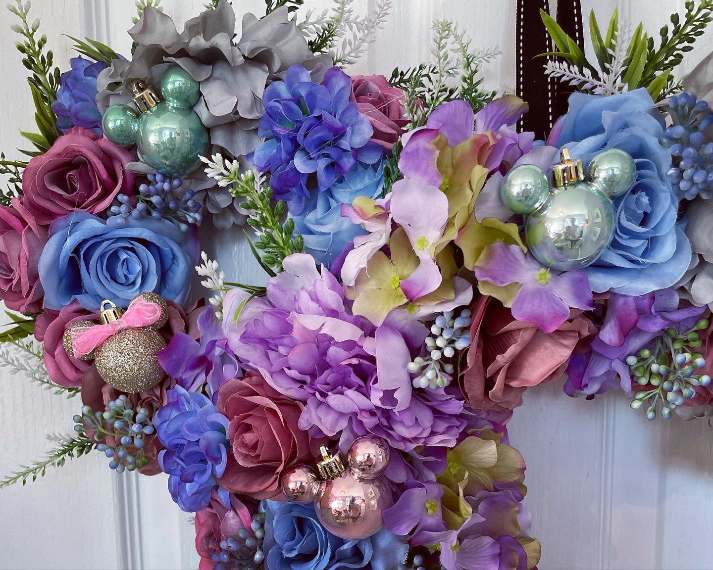 Christmas Disney Floral Wreath – Roses And Peonies