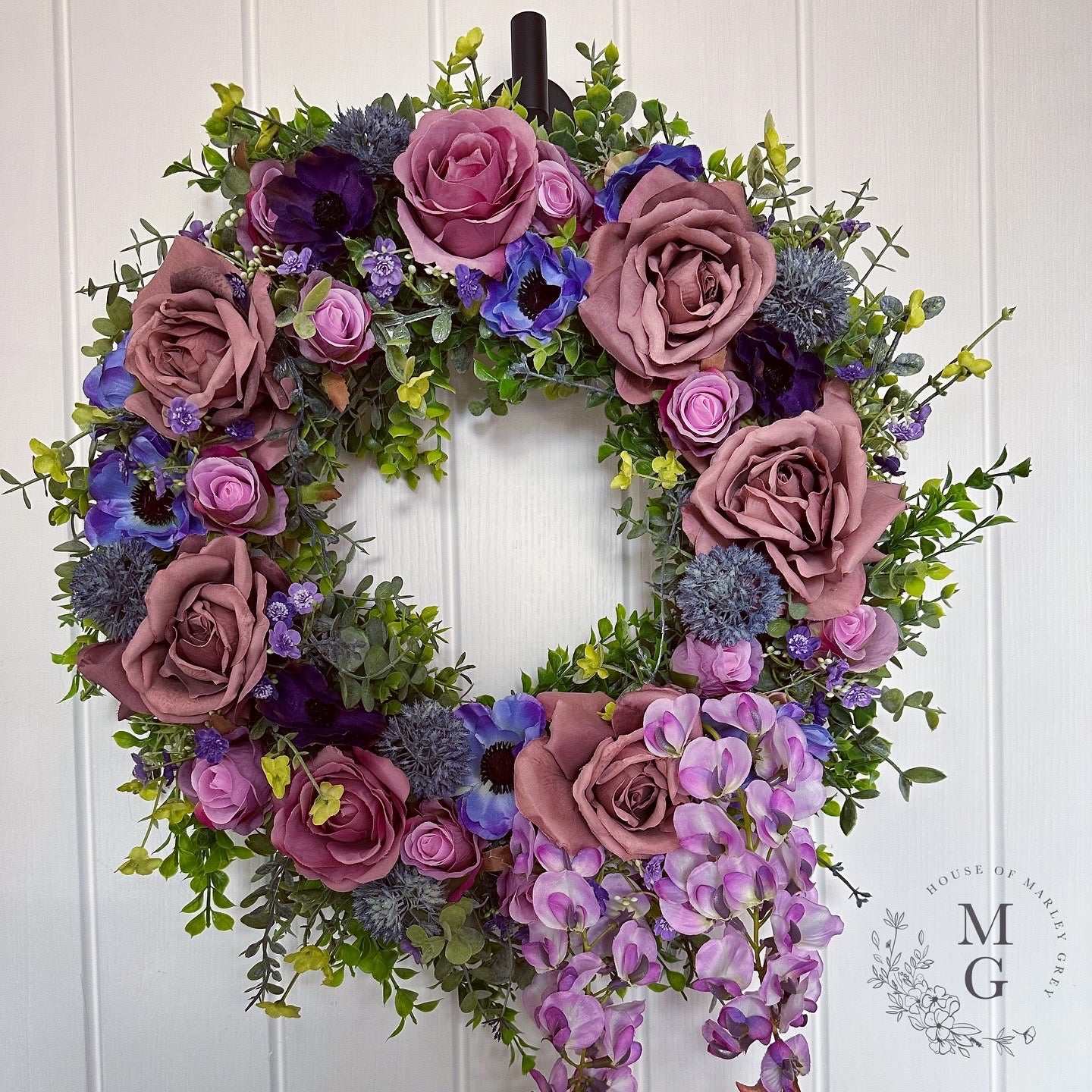 Floral Wreath – Roses And Wisteria