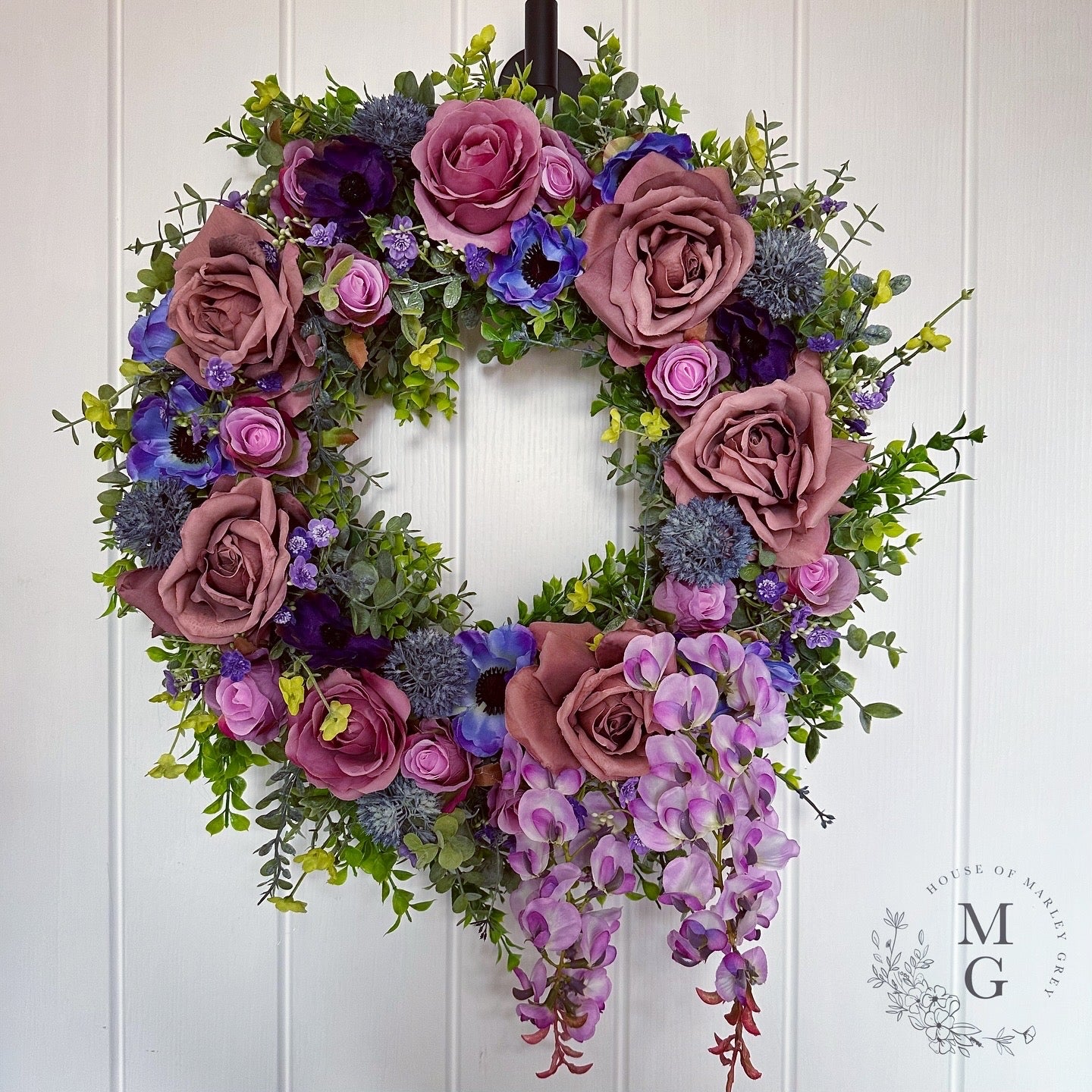 Floral Wreath – Roses And Wisteria