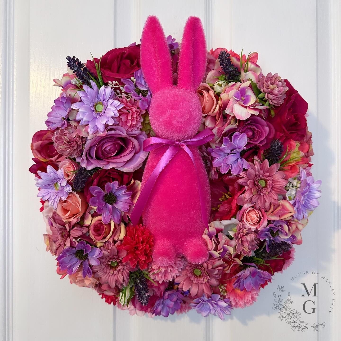 Easter Floral Wreath – Pink Bunny Rabbit