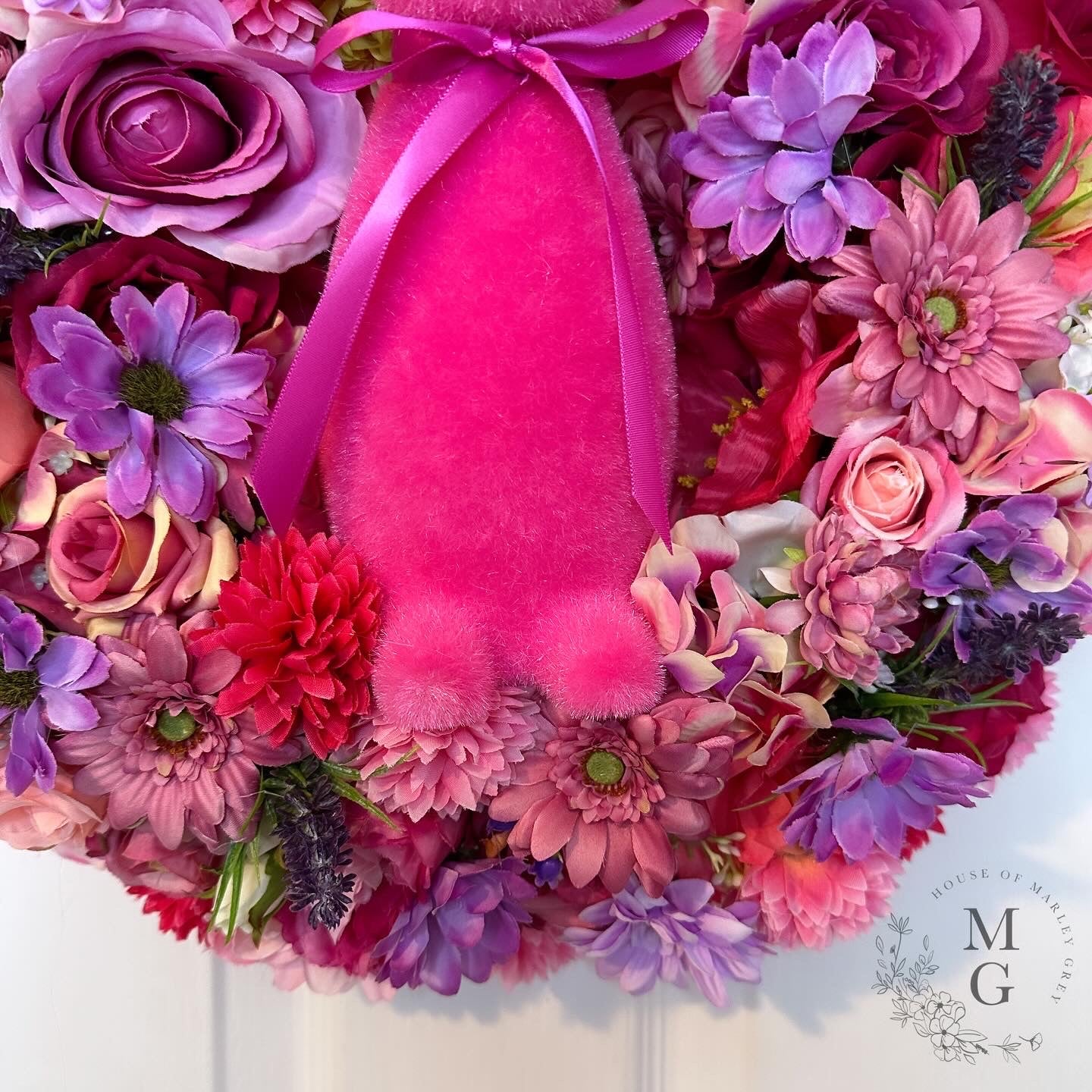Easter Floral Wreath – Pink Bunny Rabbit