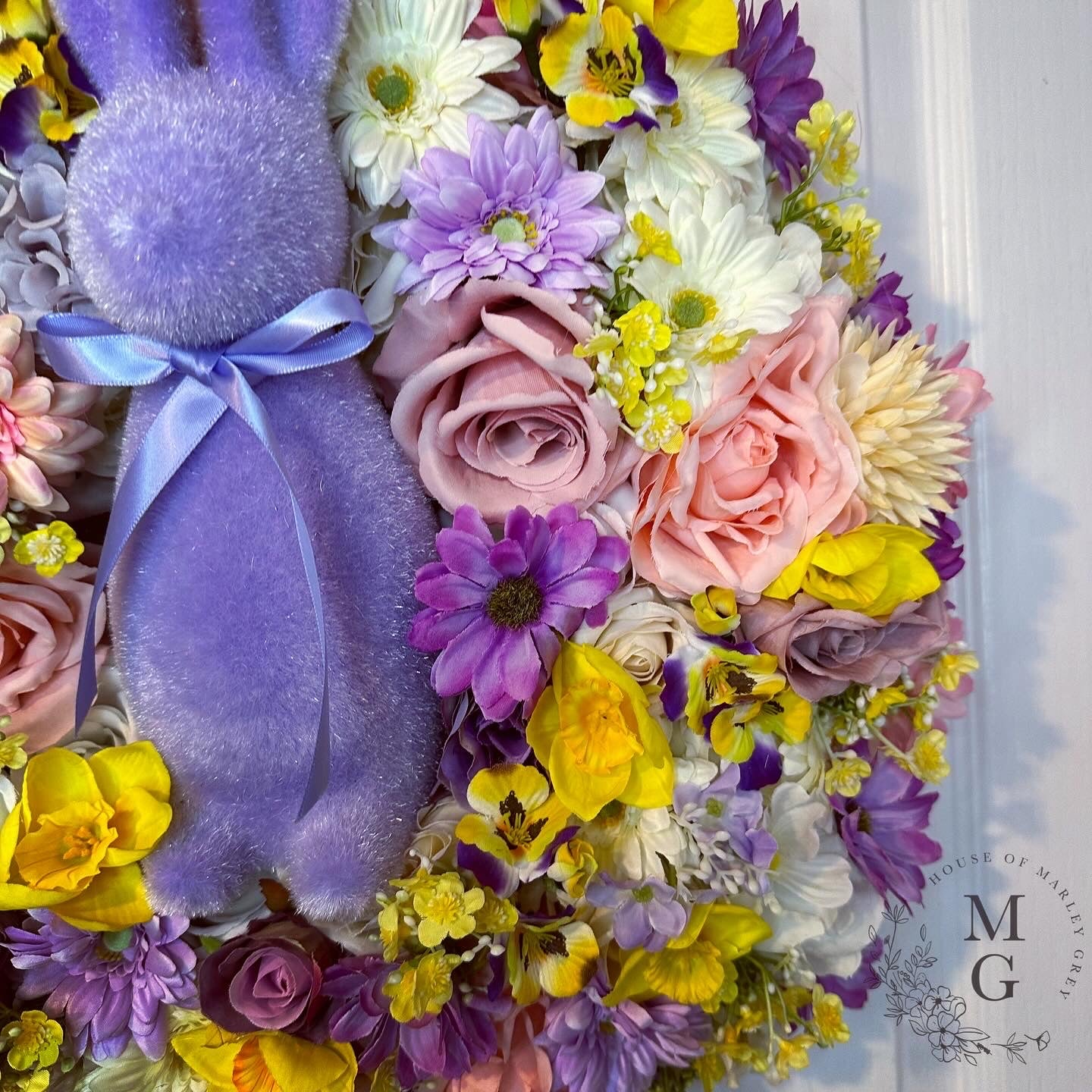 Easter Floral Wreath – Purple Bunny Rabbit