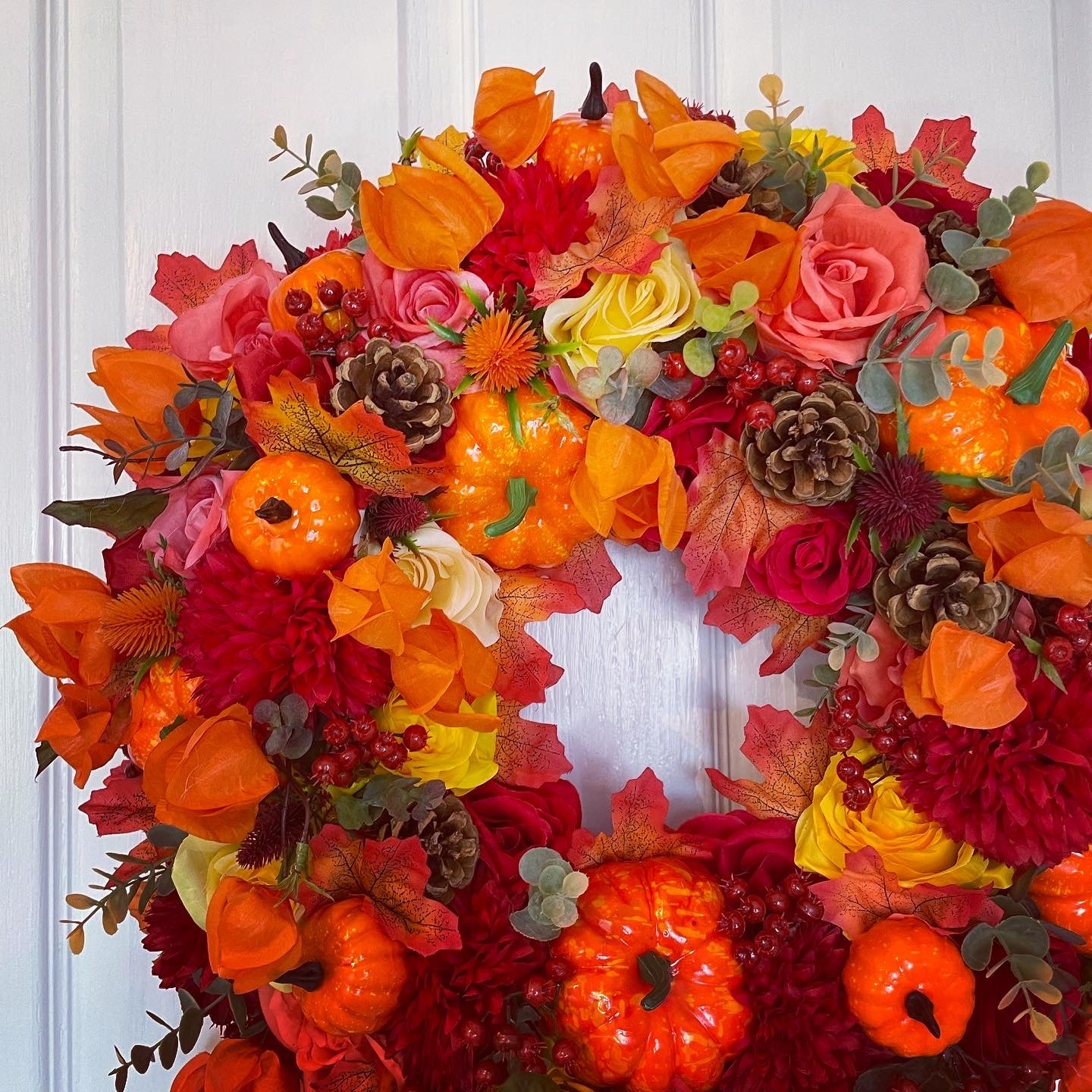 Autumn Wreath – Roses And Pumpkins