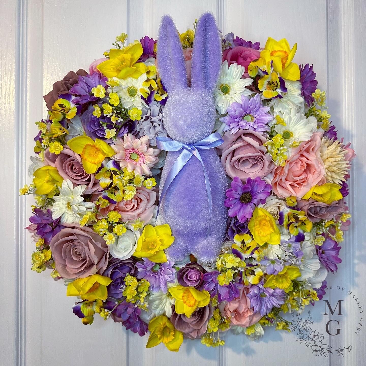 Easter Floral Wreath – Purple Bunny Rabbit
