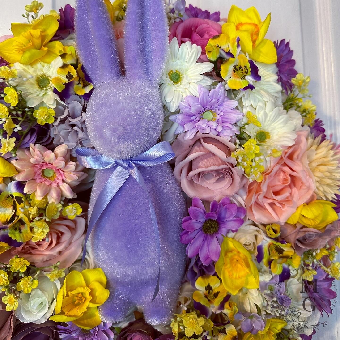 Easter Floral Wreath – Purple Bunny Rabbit