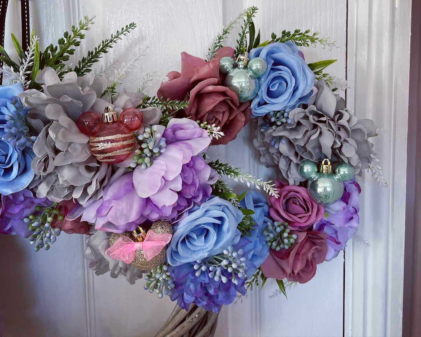 Christmas Disney Floral Wreath – Roses And Peonies
