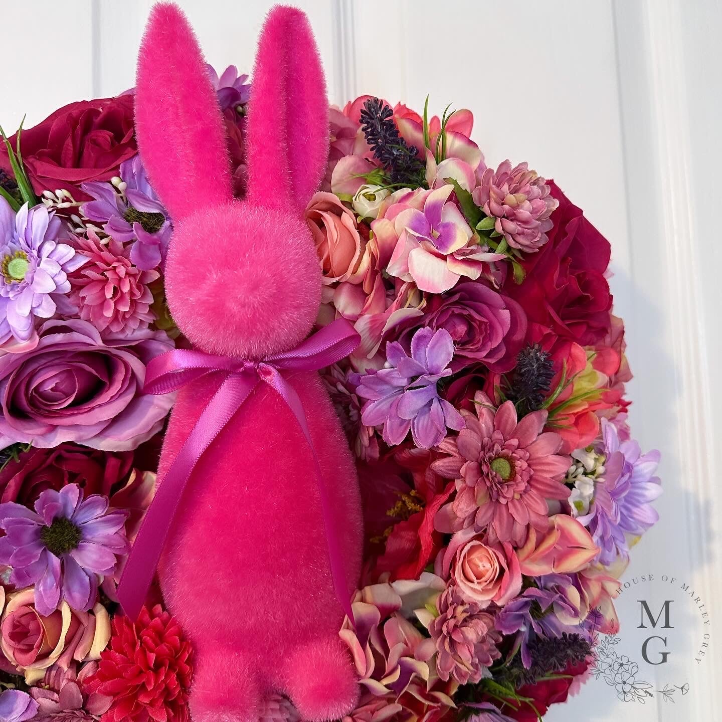Easter Floral Wreath – Pink Bunny Rabbit