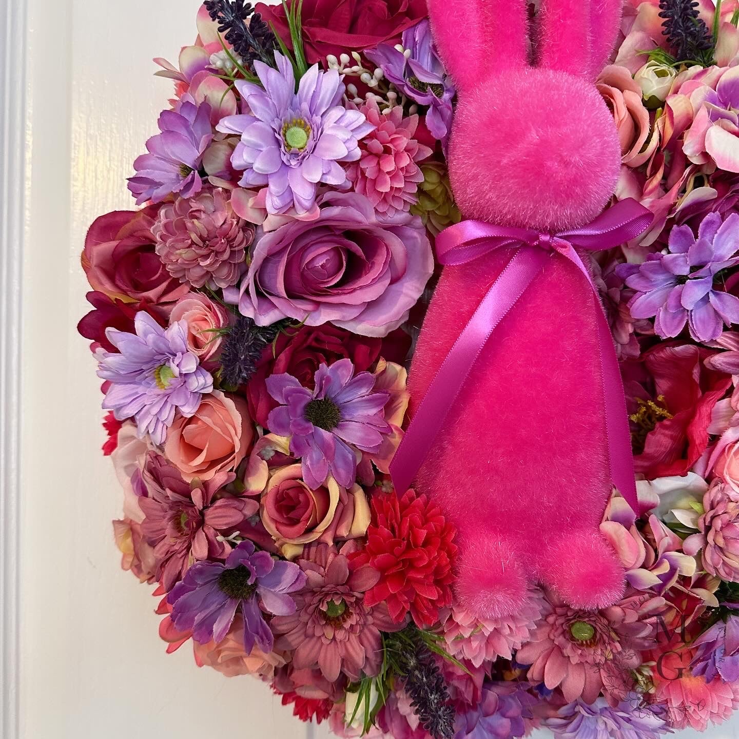 Easter Floral Wreath – Pink Bunny Rabbit