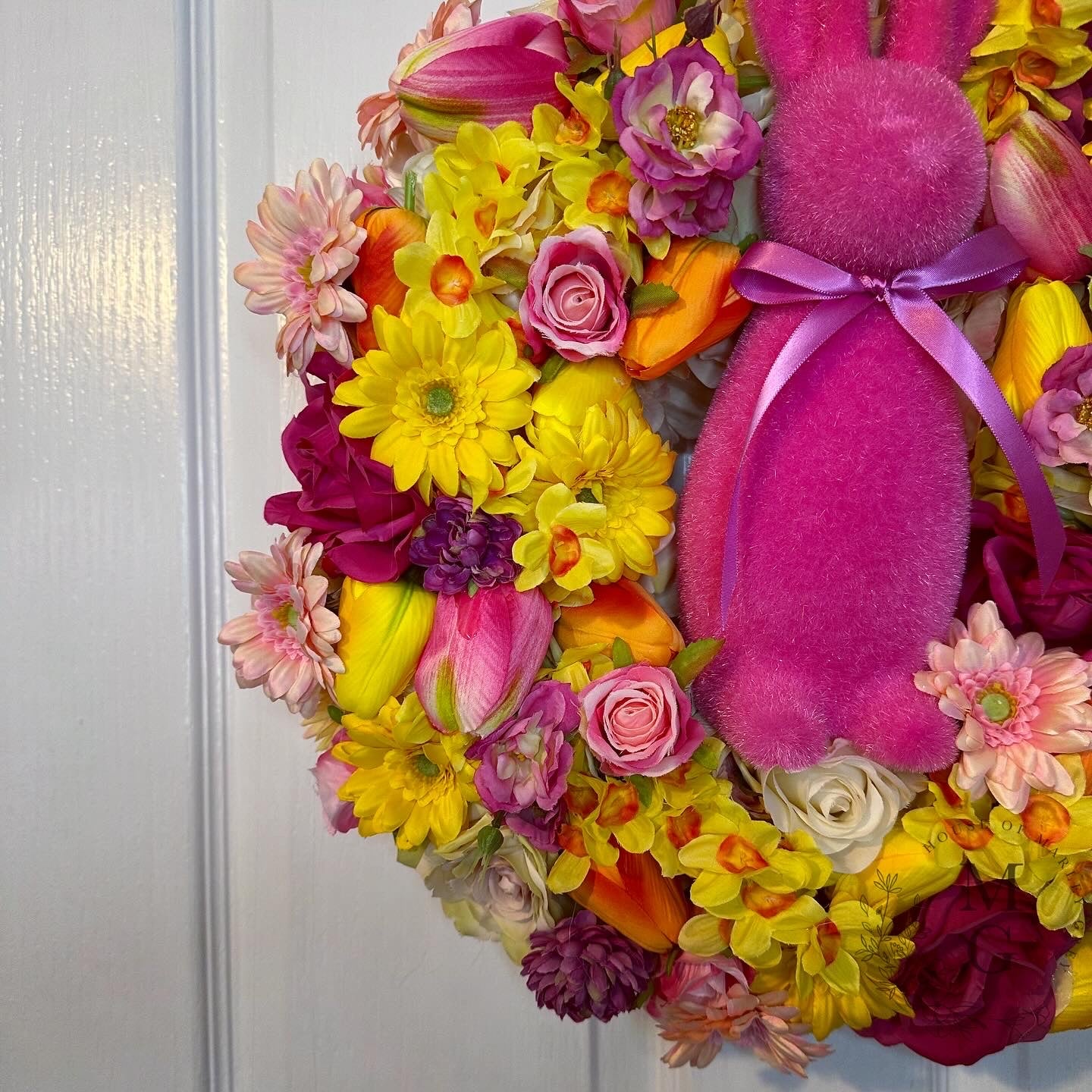 Easter Floral Wreath – Pink Bunny Rabbit
