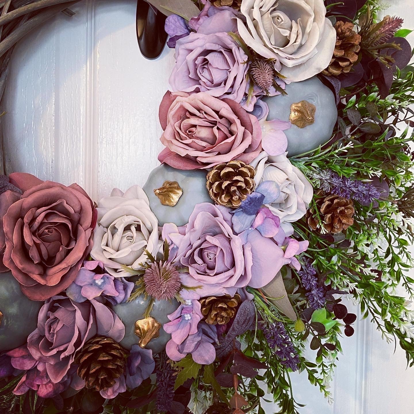 Autumn Wreath – Roses And Pumpkins