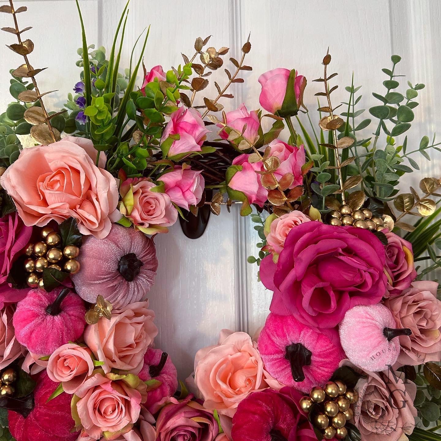 Autumn Wreath – Roses And Pumpkins