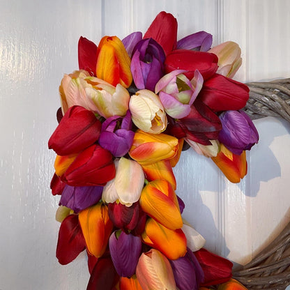 Spring Heart Floral Wreath – Tulips
