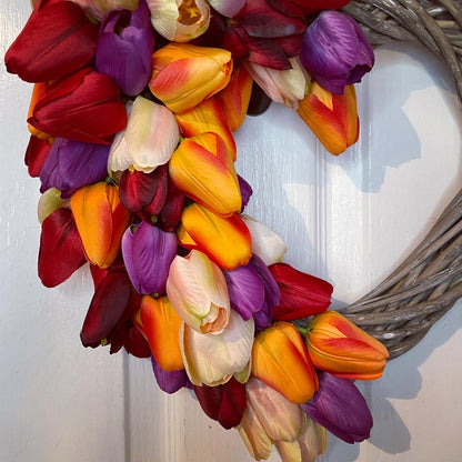 Spring Heart Floral Wreath – Tulips