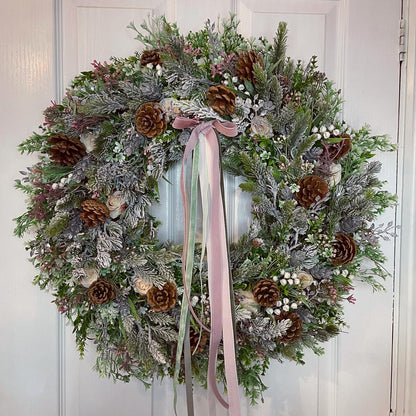 Christmas Floral Wreath – Roses And Lily Of The Valley