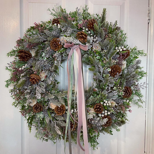 Christmas Floral Wreath – Roses And Lily Of The Valley