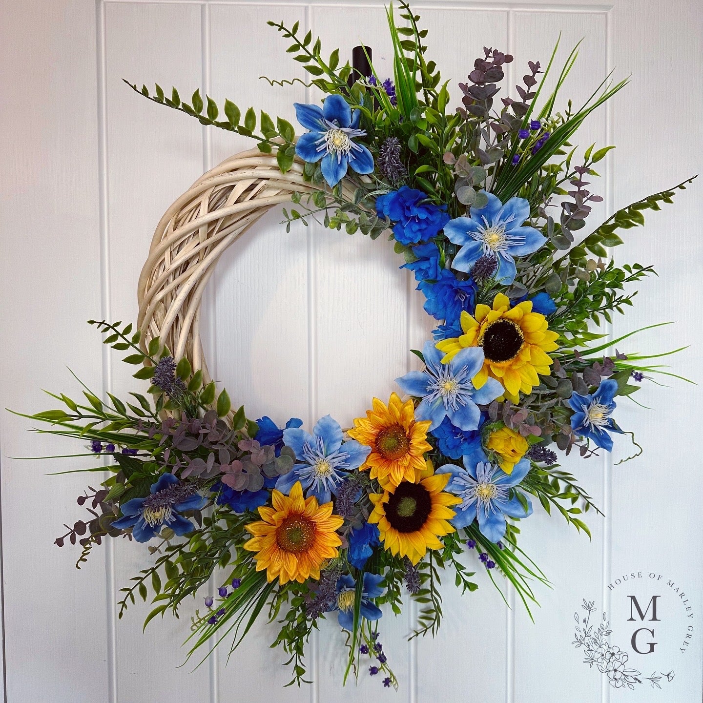 Floral Wreath – Sunflowers and Clematis