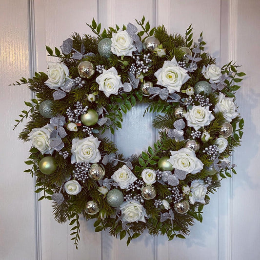 Christmas Floral Wreath – Roses And Berries