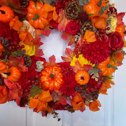 Autumn Wreath – Roses And Pumpkins