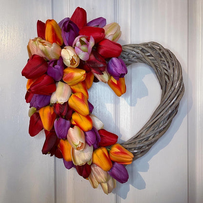 Spring Heart Floral Wreath – Tulips