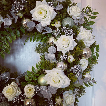 Christmas Floral Wreath – Roses And Berries
