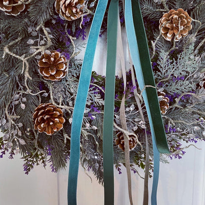 Christmas Floral Wreath – Pine Cones And Ribbon