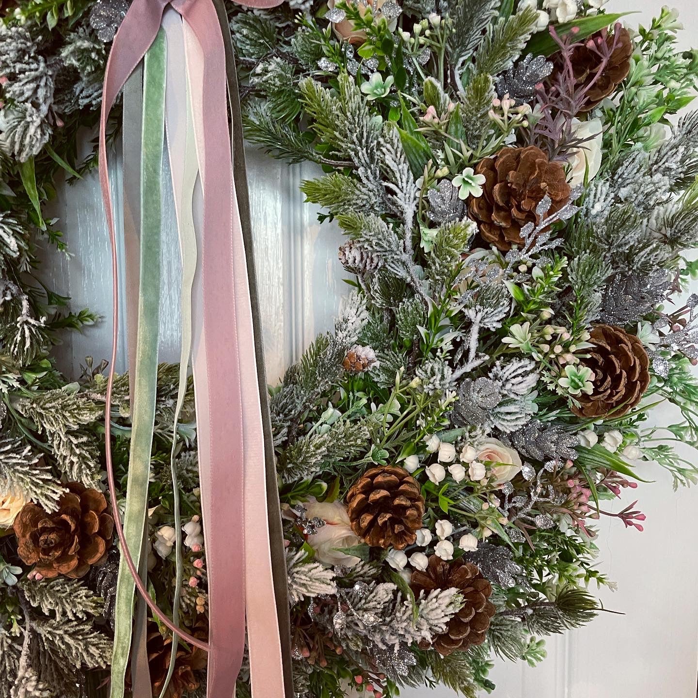 Christmas Floral Wreath – Roses And Lily Of The Valley