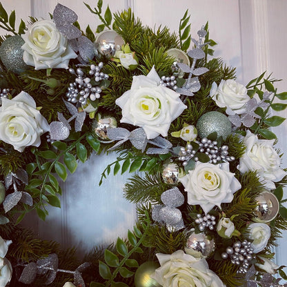 Christmas Floral Wreath – Roses And Berries