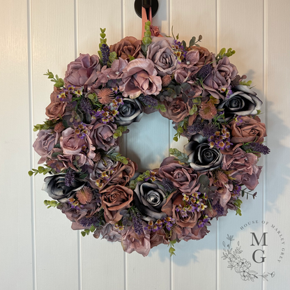 Floral Wreath – Roses And Wax Flowers