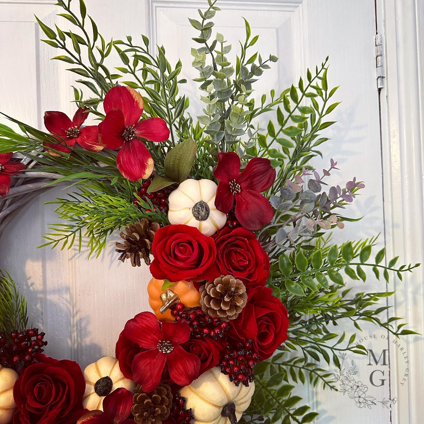 Autumn Wreath – Roses And Pumpkins