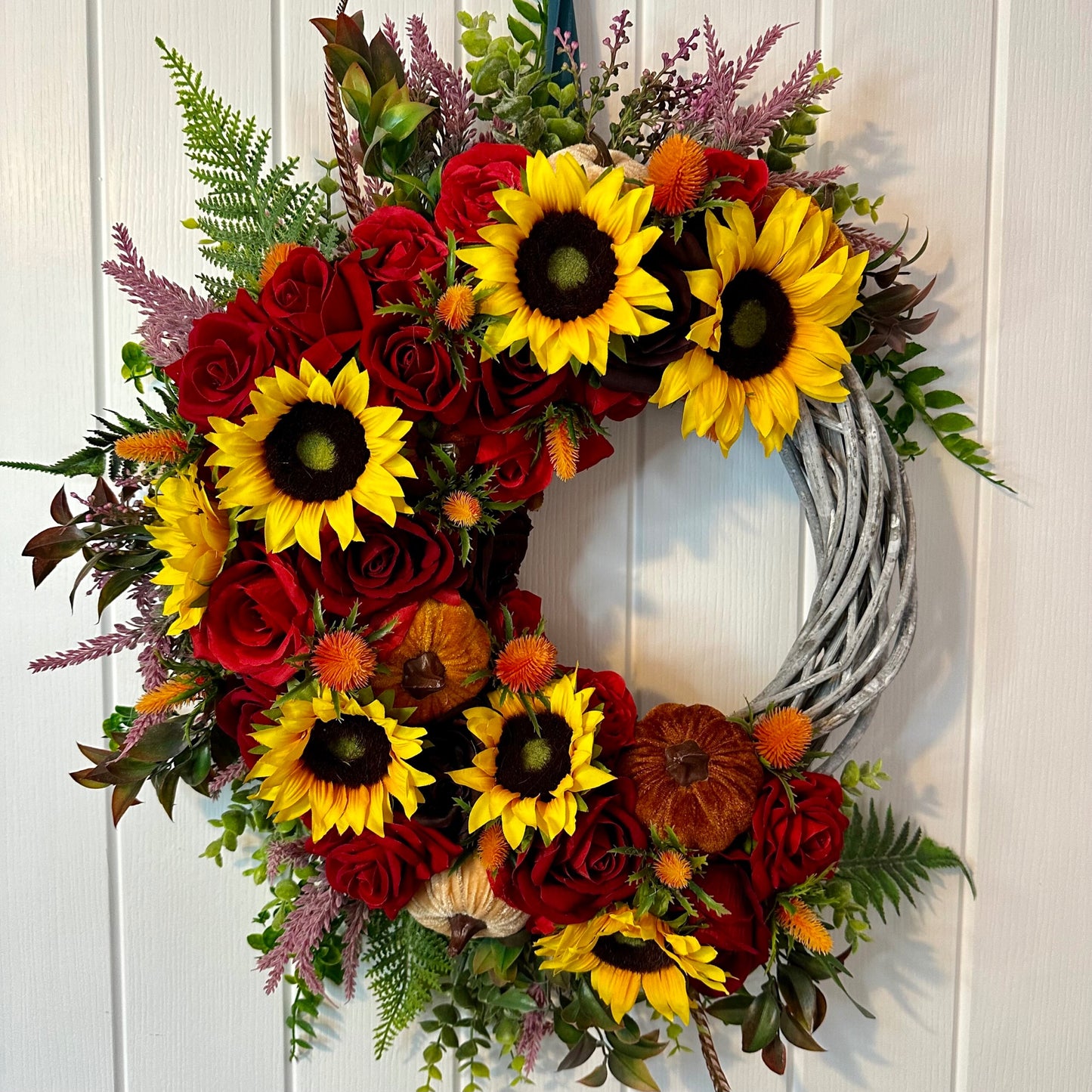 Autumn Wreath – Roses And Pumpkins