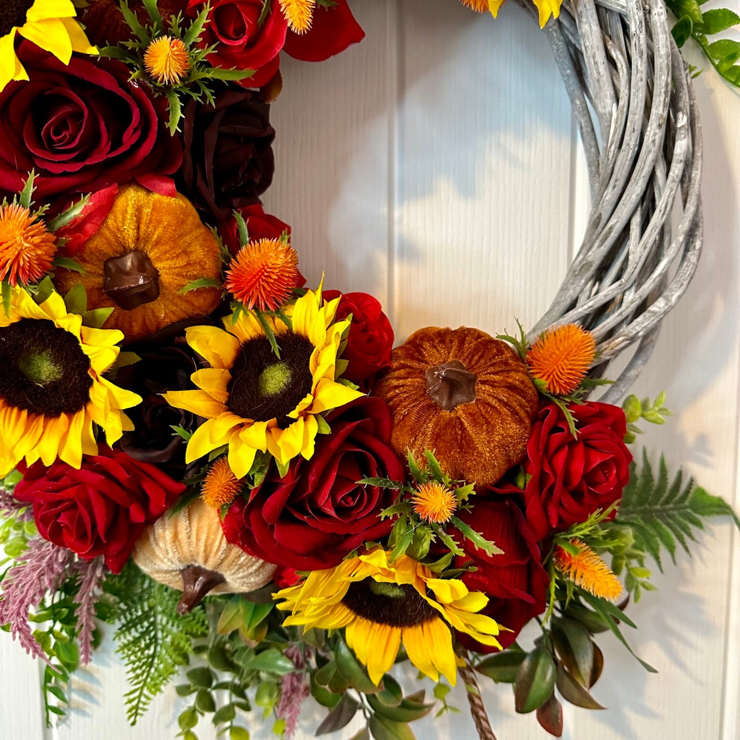 Autumn Wreath – Roses And Pumpkins