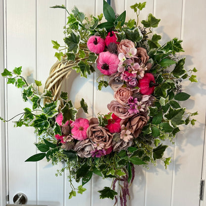 Autumn Wreath – Roses And Pumpkins