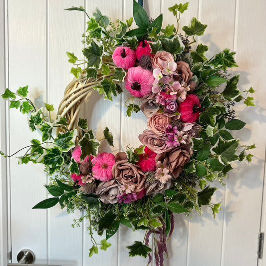 Autumn Wreath – Roses And Pumpkins