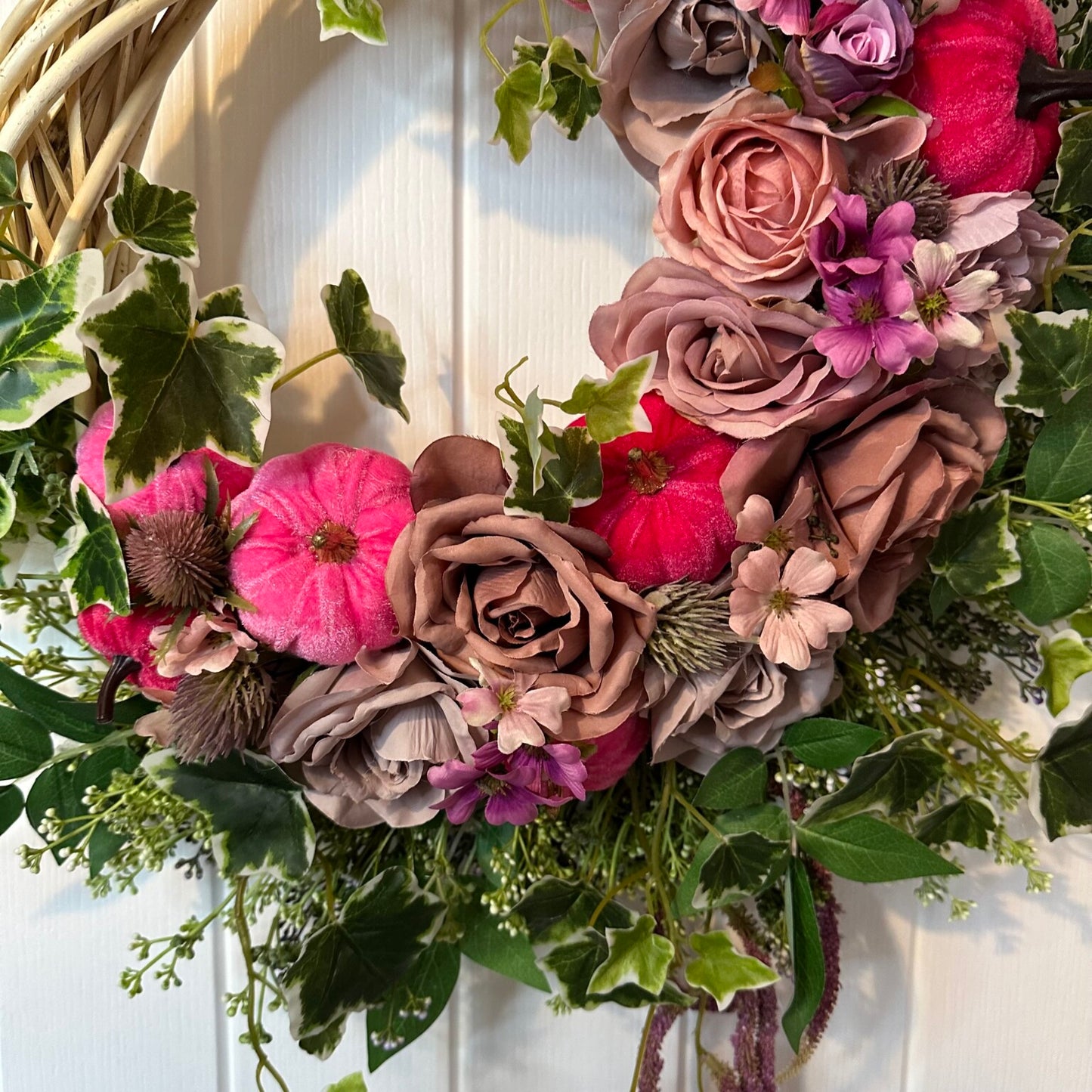 Autumn Wreath – Roses And Pumpkins