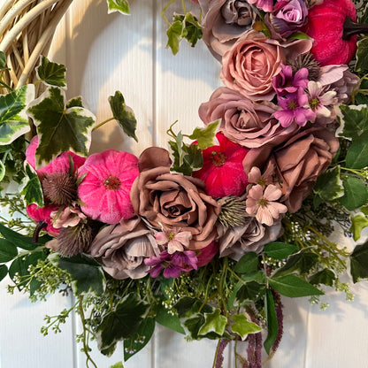 Autumn Wreath – Roses And Pumpkins