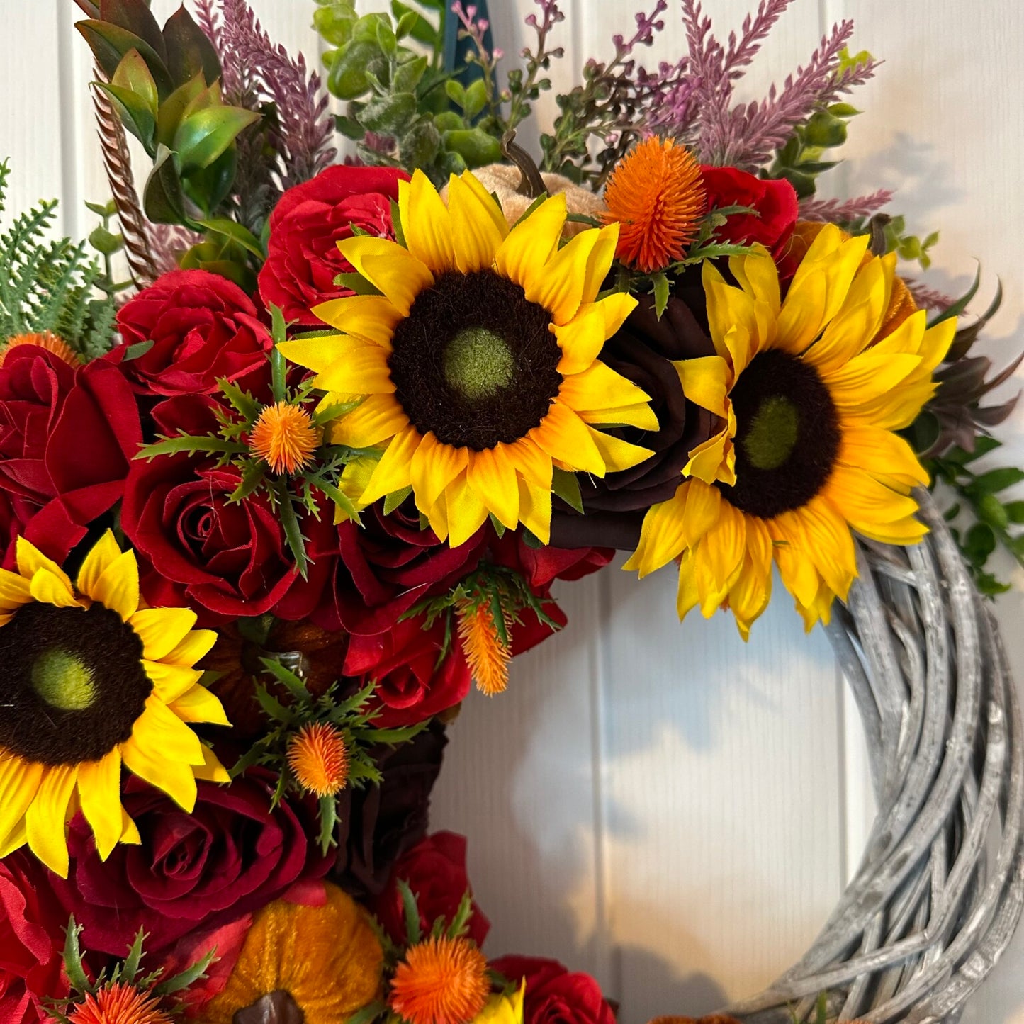 Autumn Wreath – Roses And Pumpkins