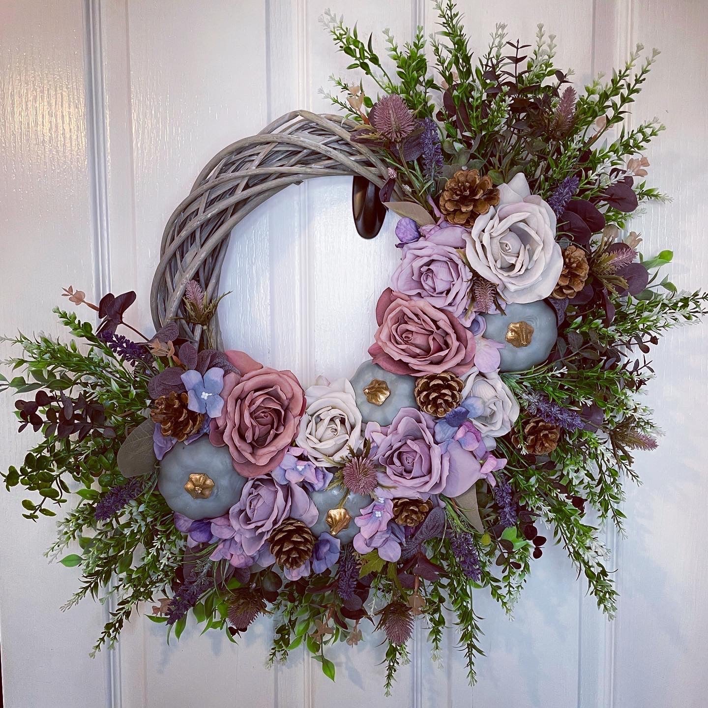 Autumn Wreath – Roses And Pumpkins