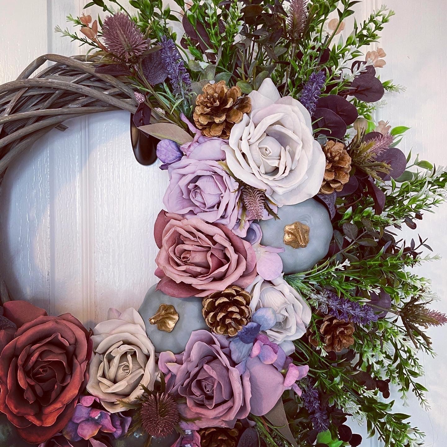 Autumn Wreath – Roses And Pumpkins