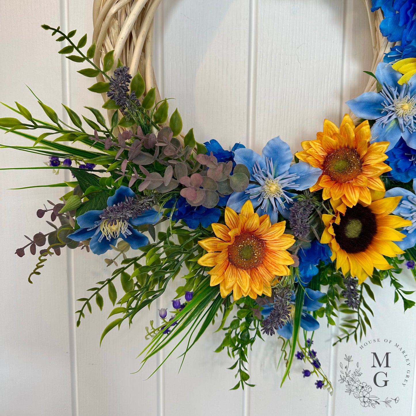 Floral Wreath – Sunflowers and Clematis