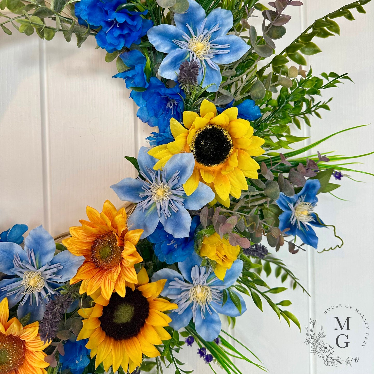 Floral Wreath – Sunflowers and Clematis