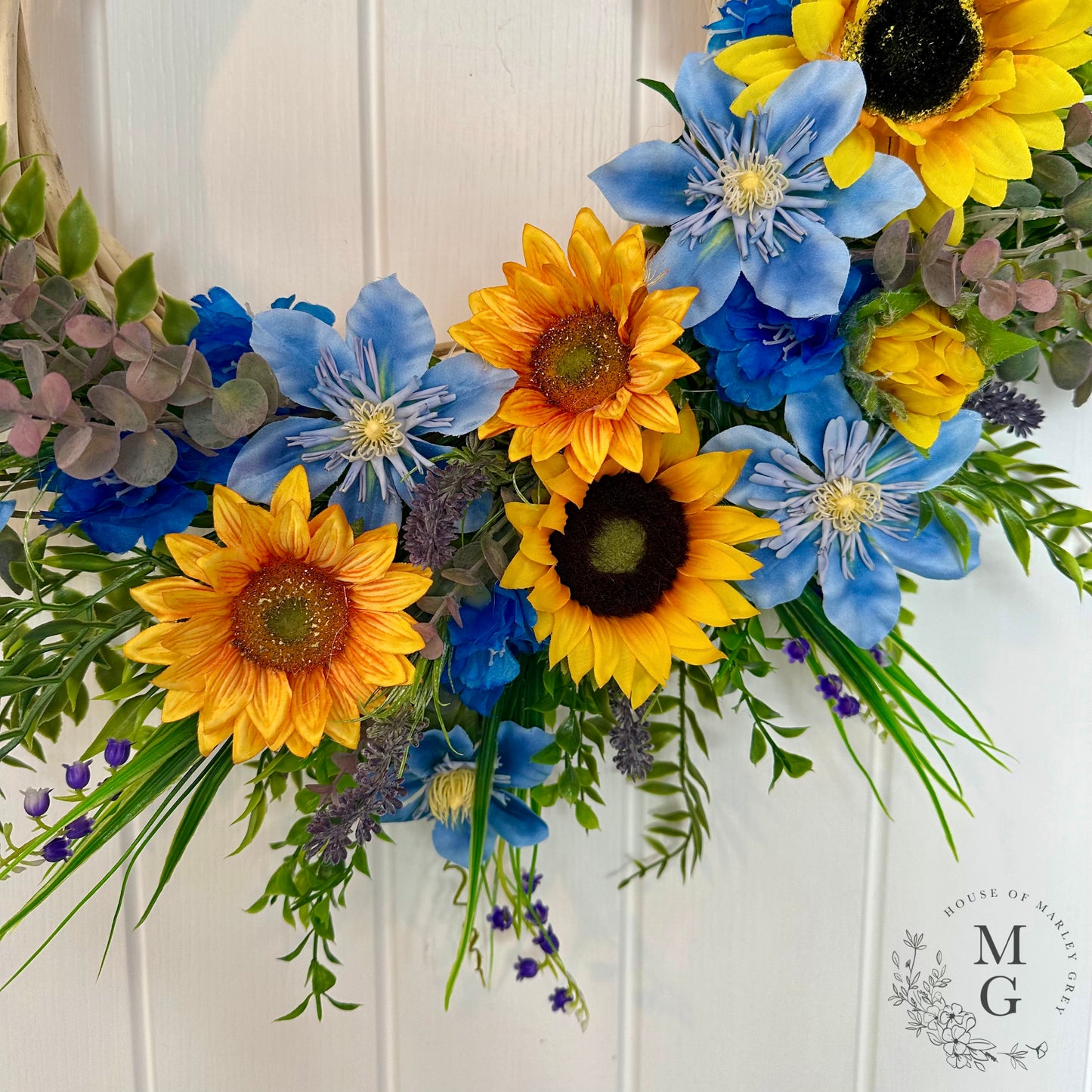Floral Wreath – Sunflowers and Clematis