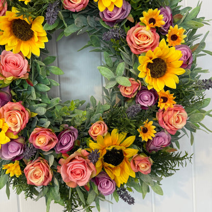Floral Wreath – Roses And Sunflowers